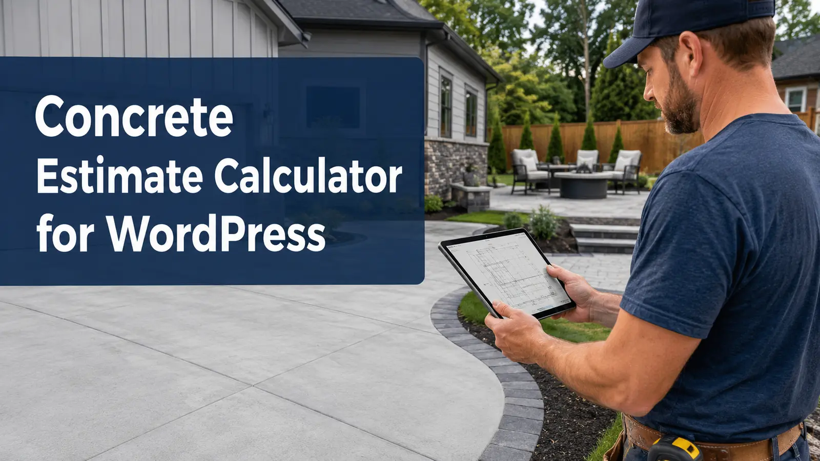 concrete contractor reviewing an estimate beside a residential project