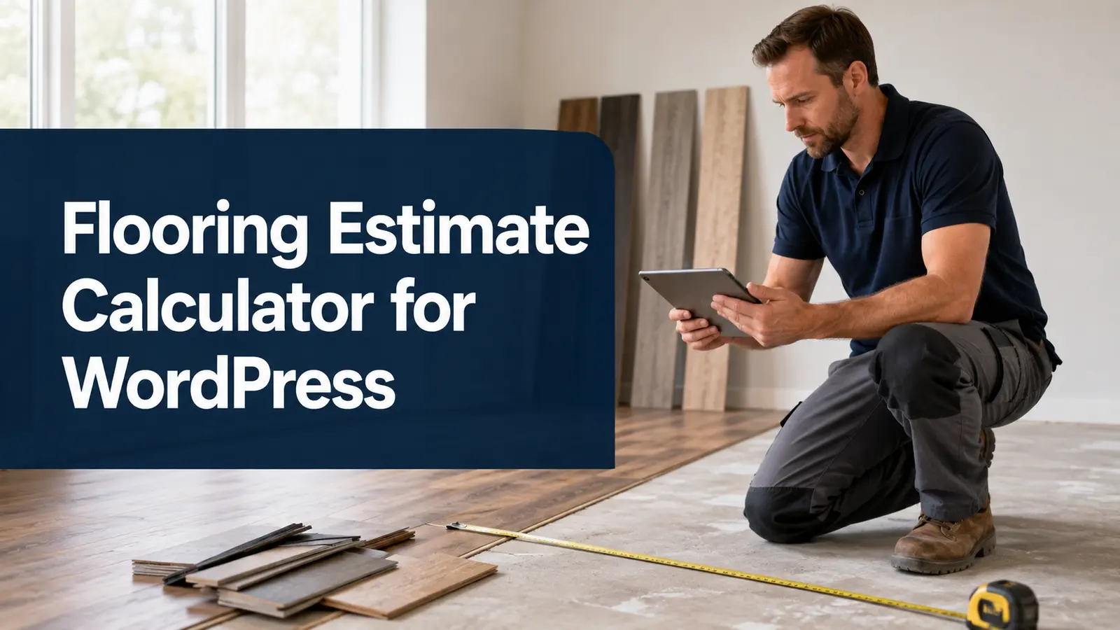 flooring contractor reviewing an estimate with material samples