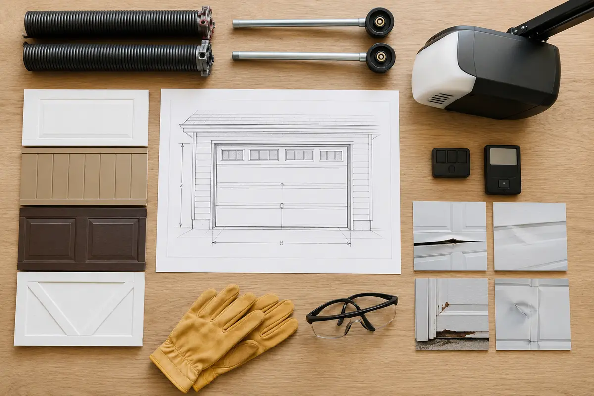 door size, panels, springs, rollers and opener details used to prepare an estimate