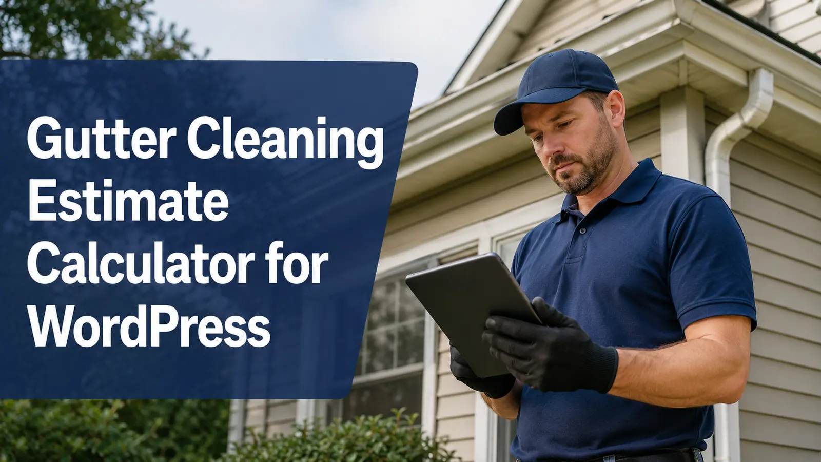 gutter professional reviewing an estimate safely from ground level