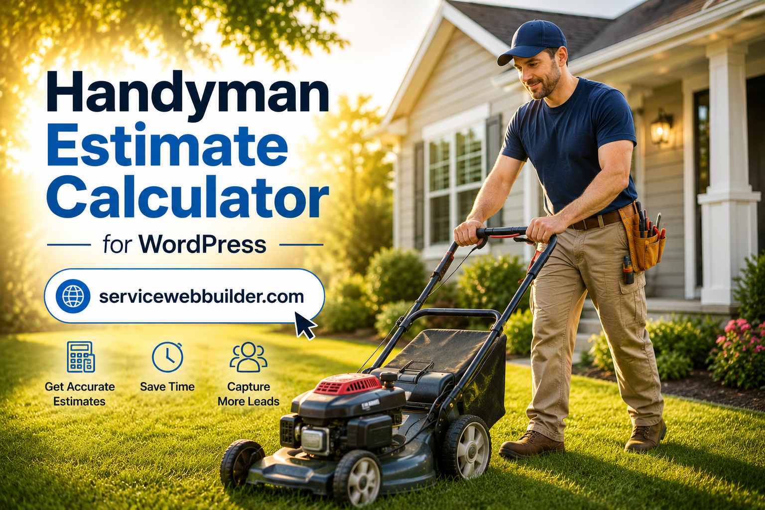 Handyman mowing lawn for service estimate calculator example