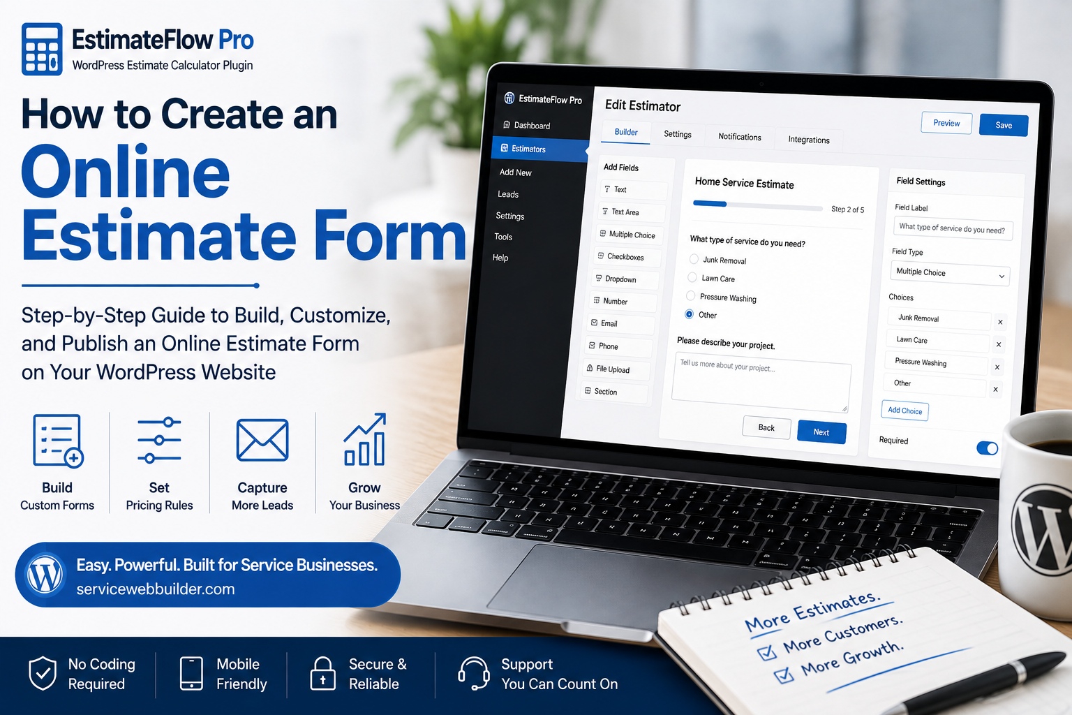 How to create an online estimate form in WordPress with EstimateFlow Pro