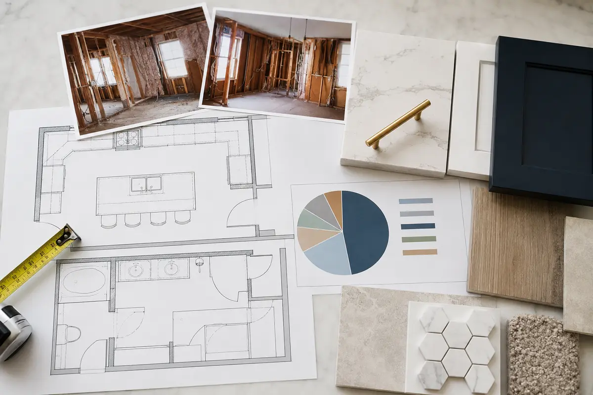 plans, measurements, finishes, existing conditions and budget categories used to prepare an estimate