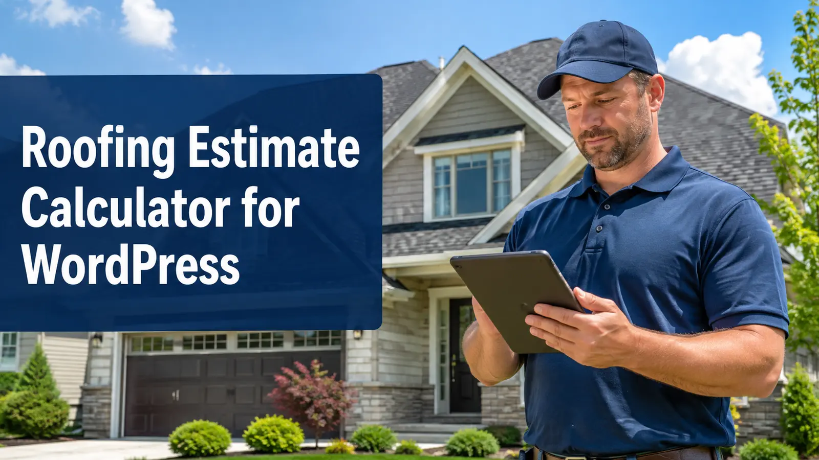 roofing contractor reviewing an estimate calculator on a tablet