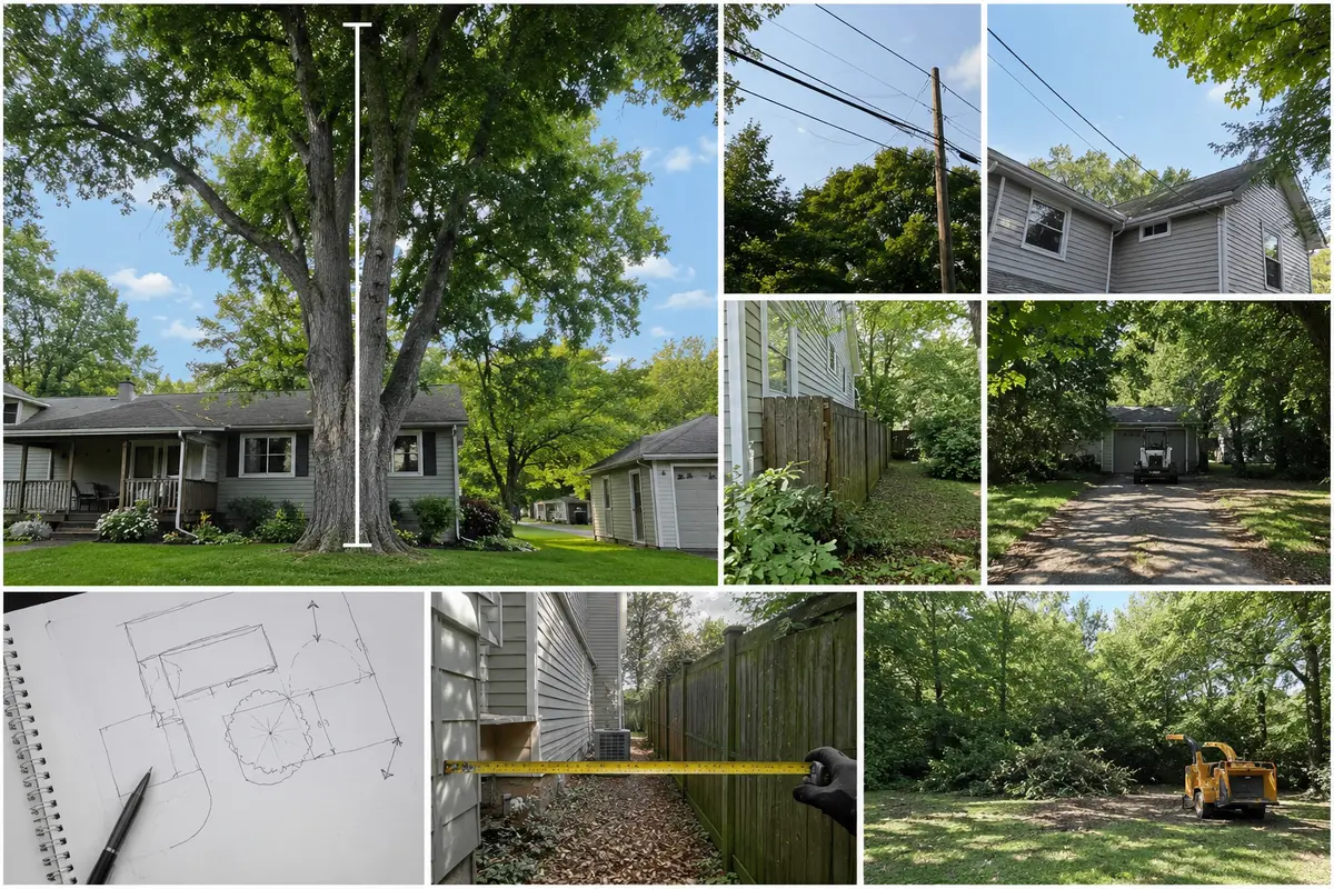 tree size, structures, utilities, access and cleanup details used to prepare an estimate