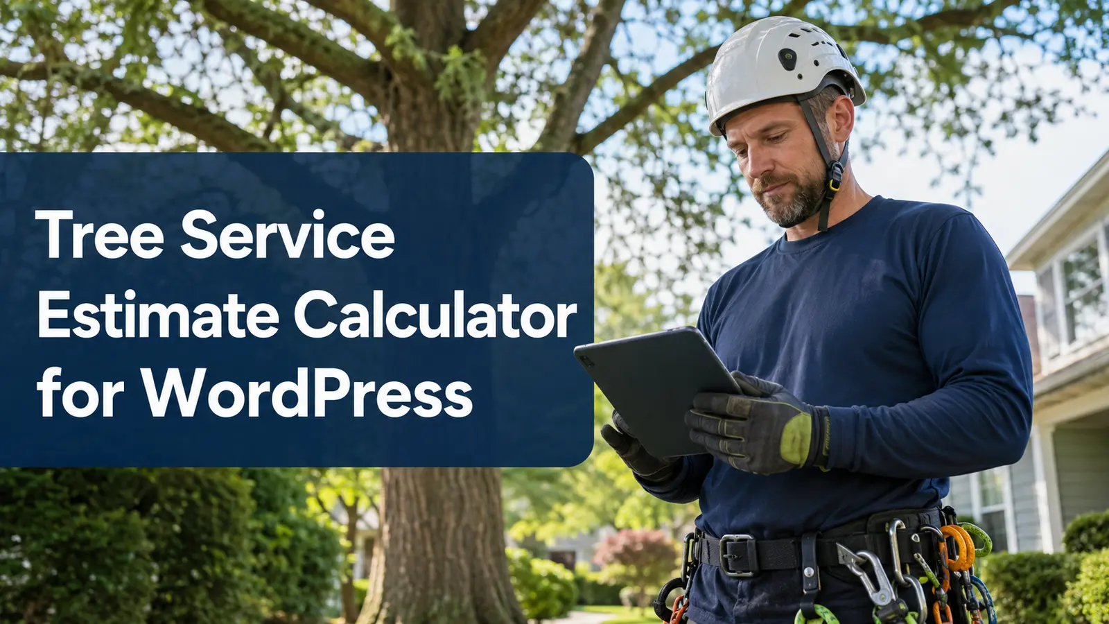 tree professional reviewing an estimate safely from ground level