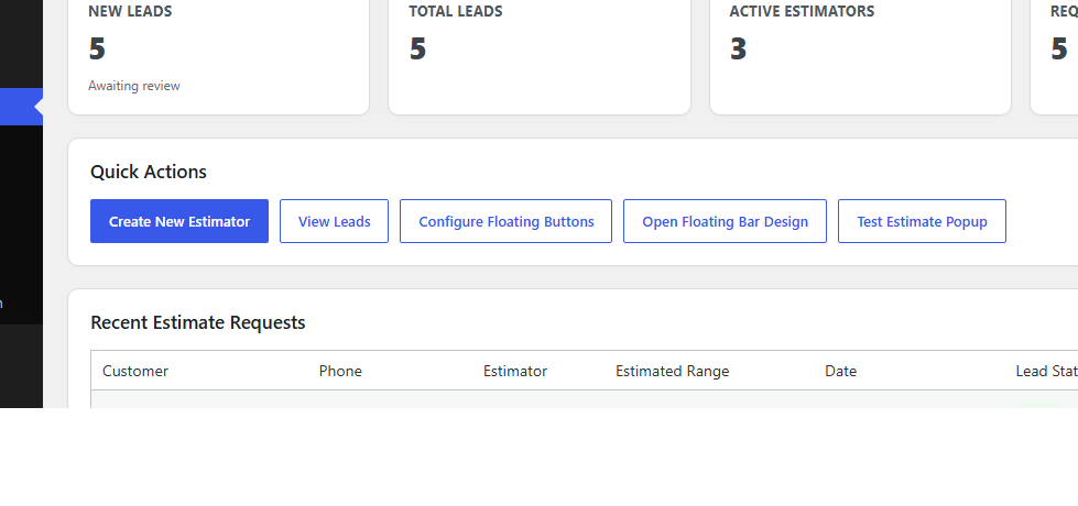 WordPress estimate calculator example for service business website