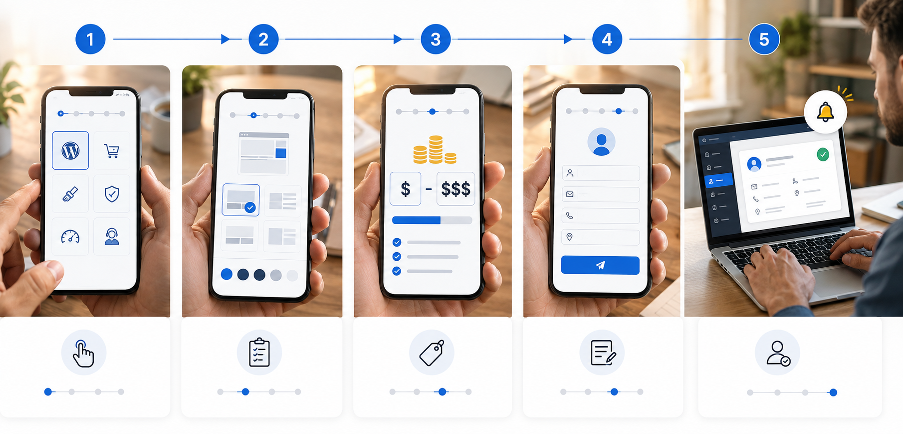 Responsive WordPress service price calculator displayed on a laptop and smartphone